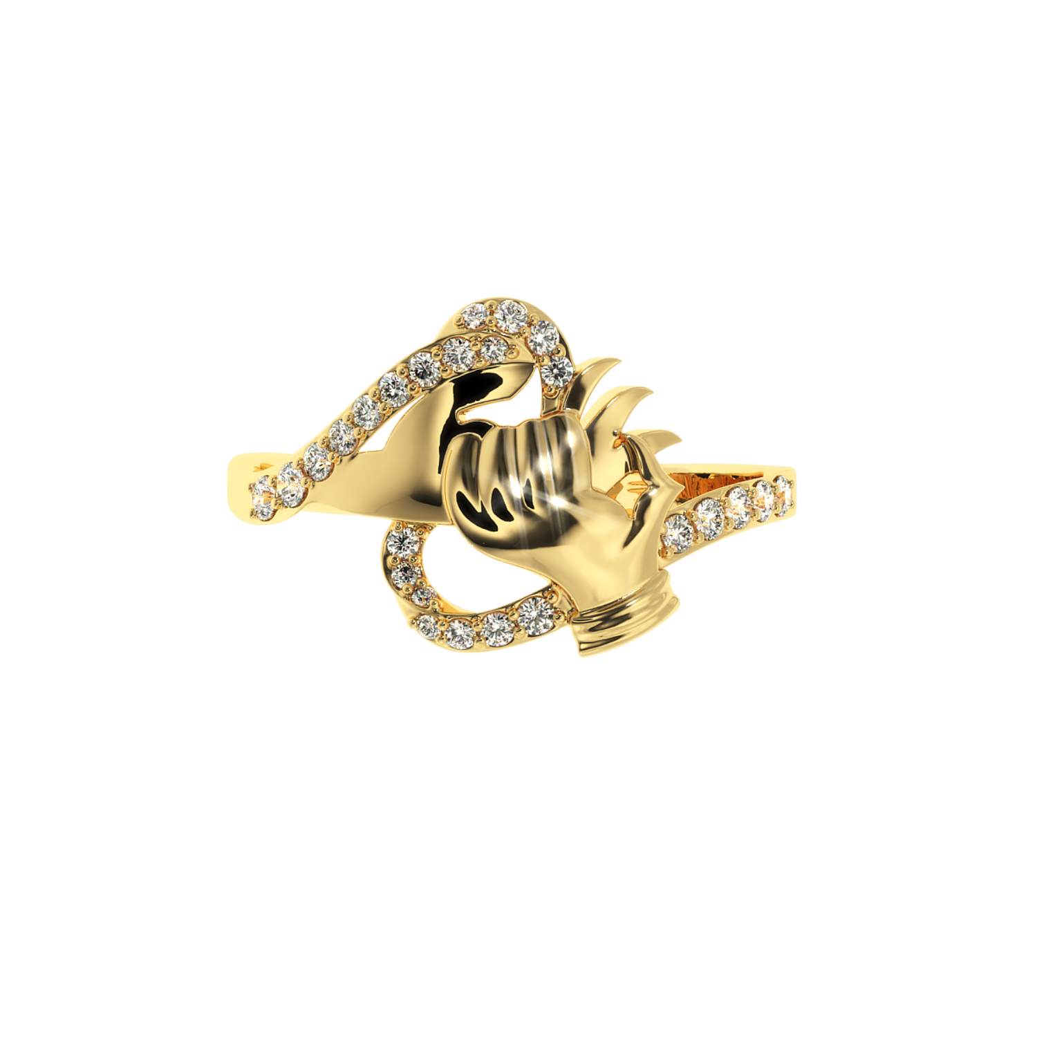 0.21ct Lab Diamond Rope & Hands Ring 14K YG
